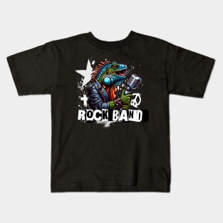 Funny Iguana Rock Band Kids T-Shirt